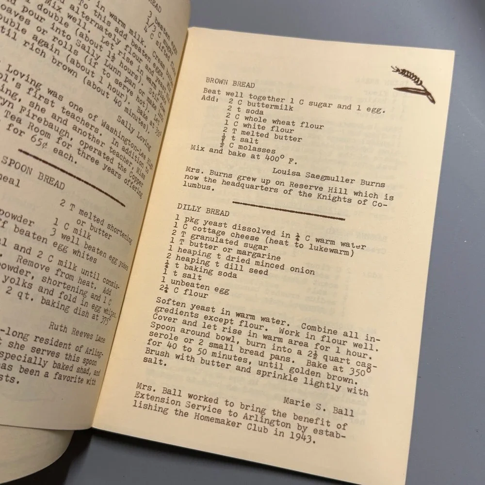 Vintage Arlington Historical Society Cookbook‎ Lot - Breads & Sweets Recipes